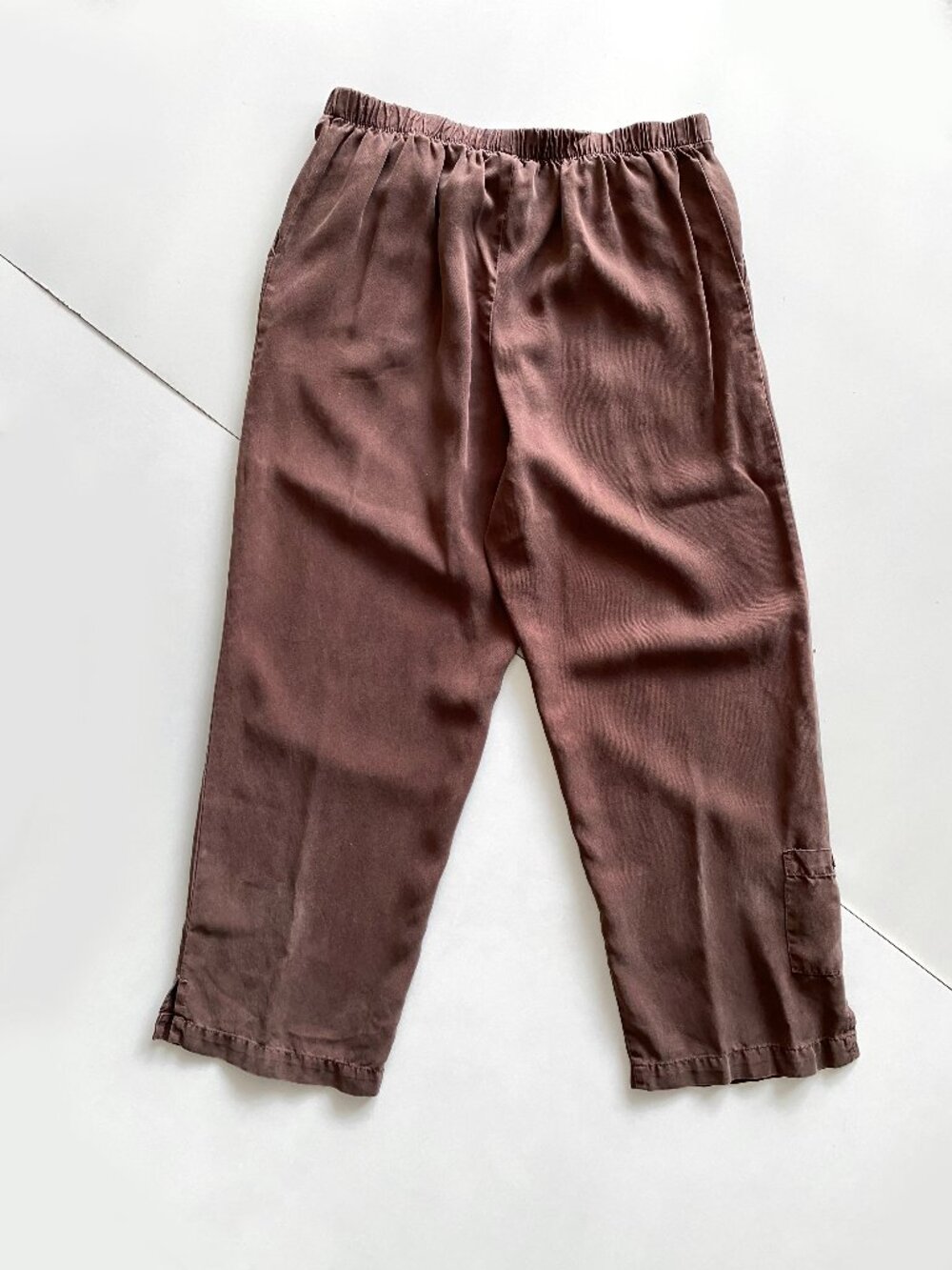 Focus 100 % Tencel Pull-on Pants Size S Brown Relaxed Fit